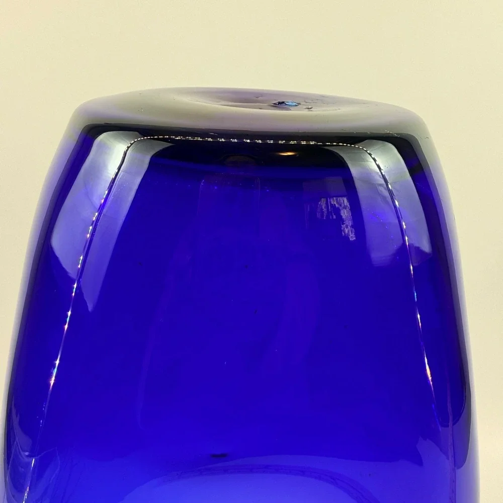 Vintage Blenko 921M Cobalt Blue Art Glass Vase Pre Designer Catalog Form